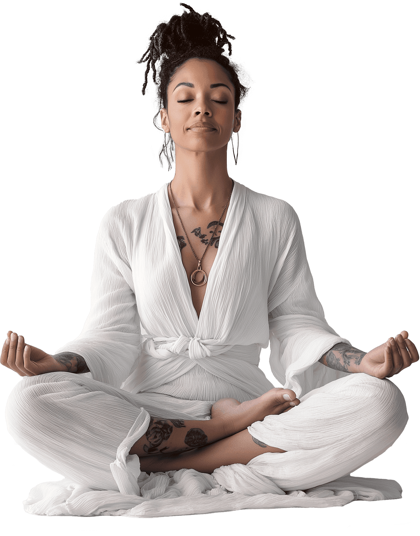 A woman pausing in a moment of calm